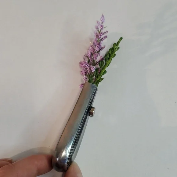 Refrigerator bud vase handcrafted from vintage silverware - Picture 5 of 9